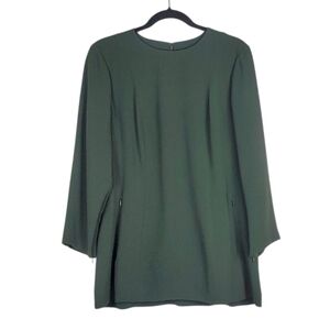 THEORY Lauret Admiral Crepe Light Top Dark Green Size 12 NWT
